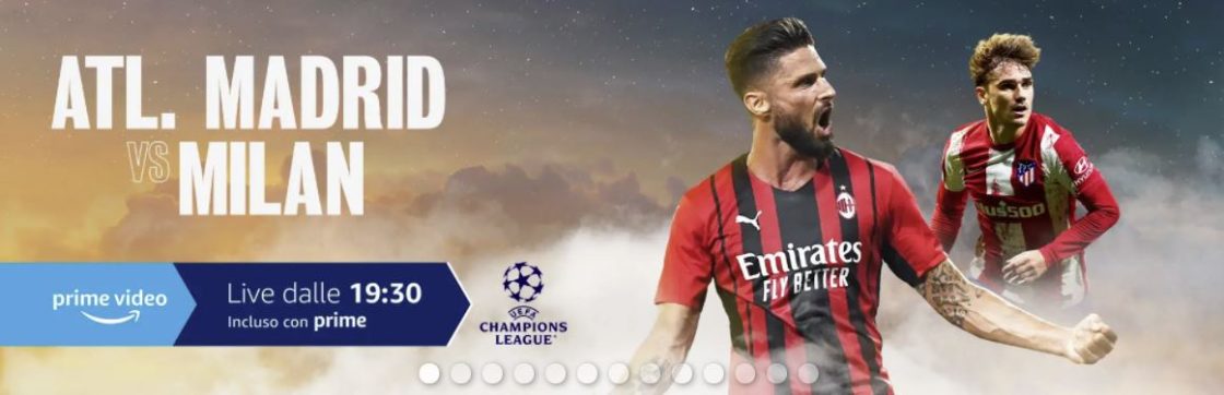 Diretta Streaming Atletico Madrid – Milan su Prime Video Champions League